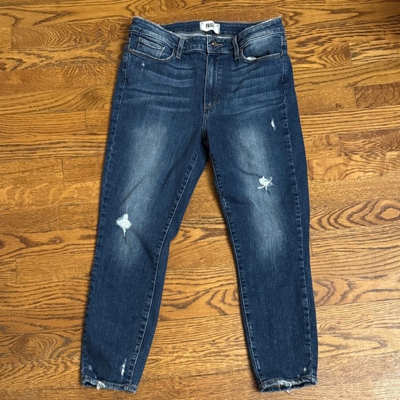 PAIGE Denim - PAIGE Huxton Crop Blue Distressed Ankle Jeans size 30